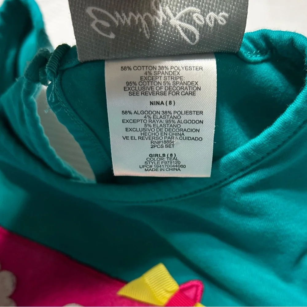 Emily Rose Big Girls 8 Owl Set Long Sleeve‎ Shirt Matching Leggings Pink Teal